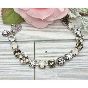 NWT Harmony Silver Tone Crystal & Cross Tennis Style Bracelet Dangle Tree Charm